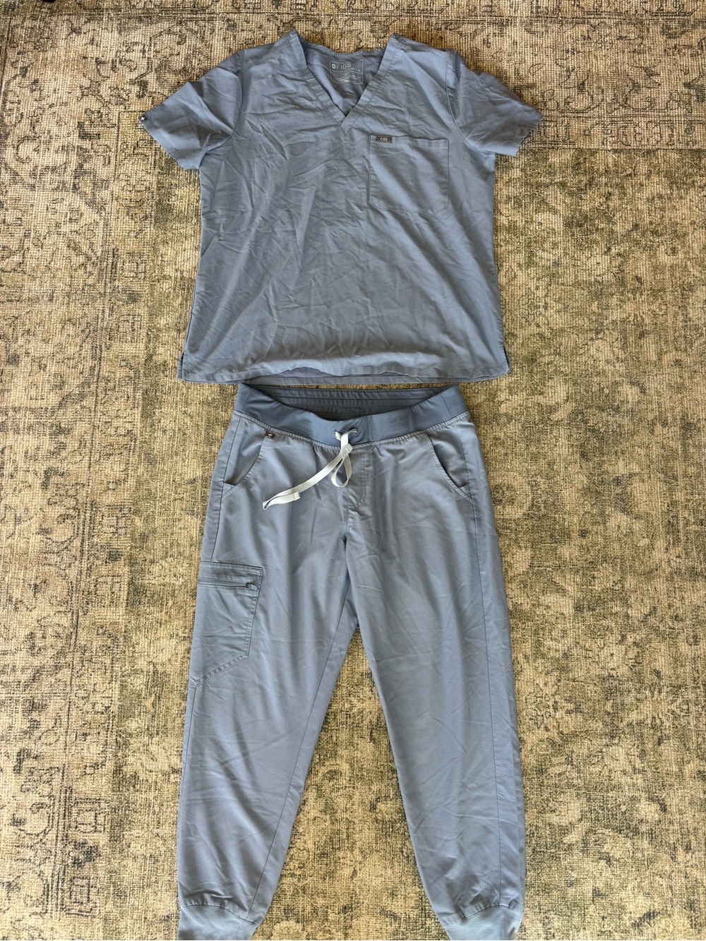 FIGS Vapor Light Blue Srub Set Nurse Medical XL Top Large Petite Bottoms 2 Piece - Picture 8 of 8